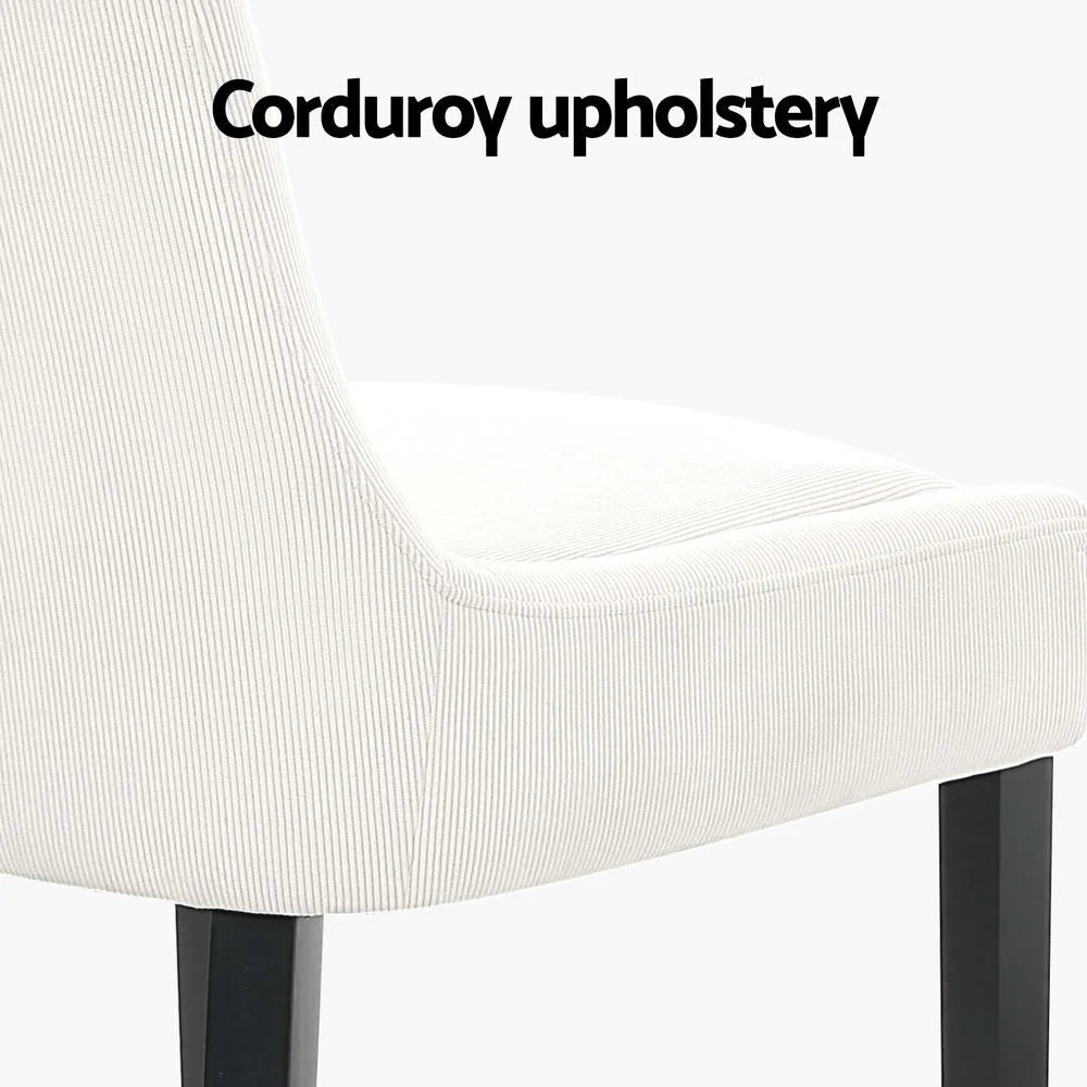 Artiss Dining Chairs Set of 4 Corduroy Wooden Beige