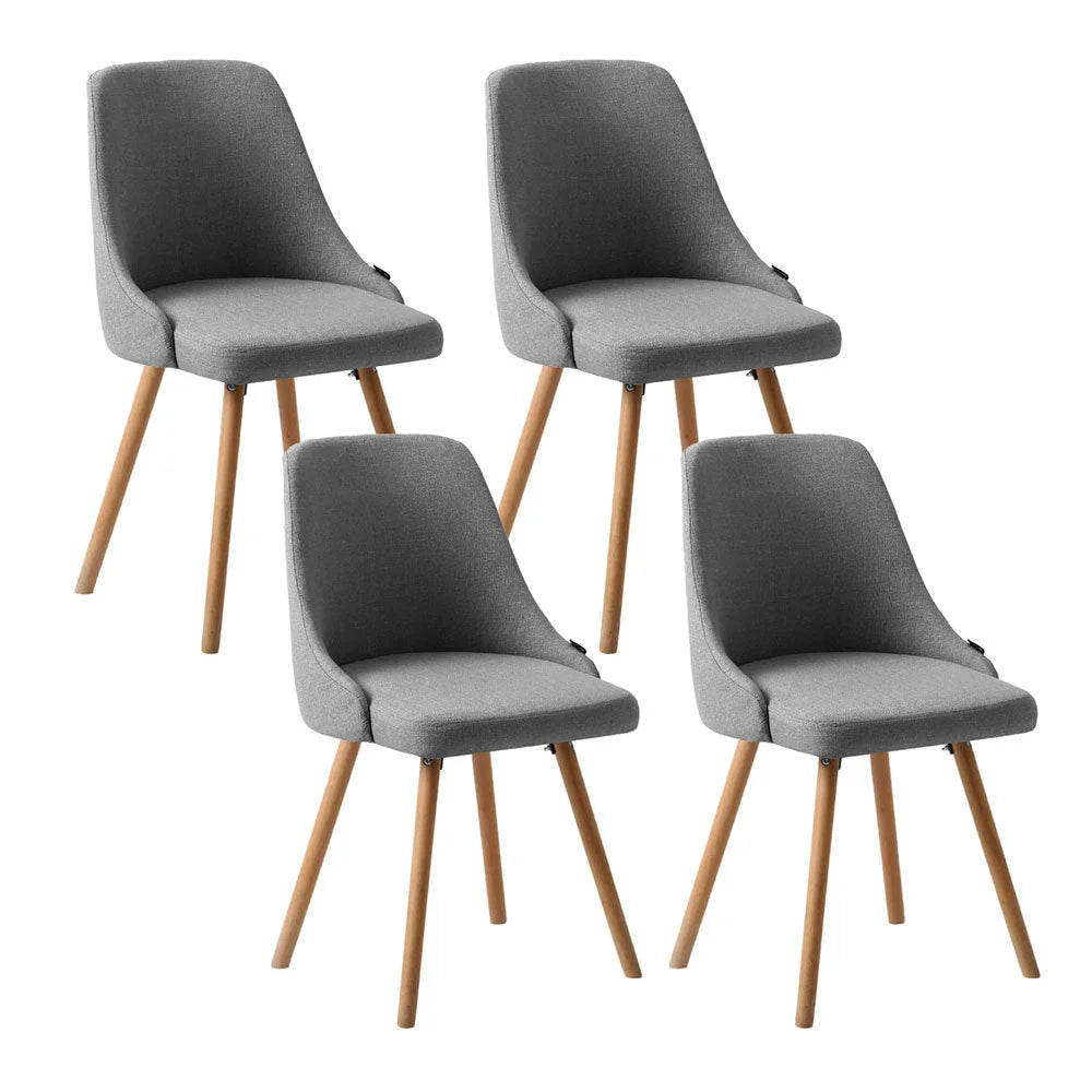Set of four grey fabric dining chairs