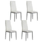 White leather dining chairs set with channel tufted kitchen