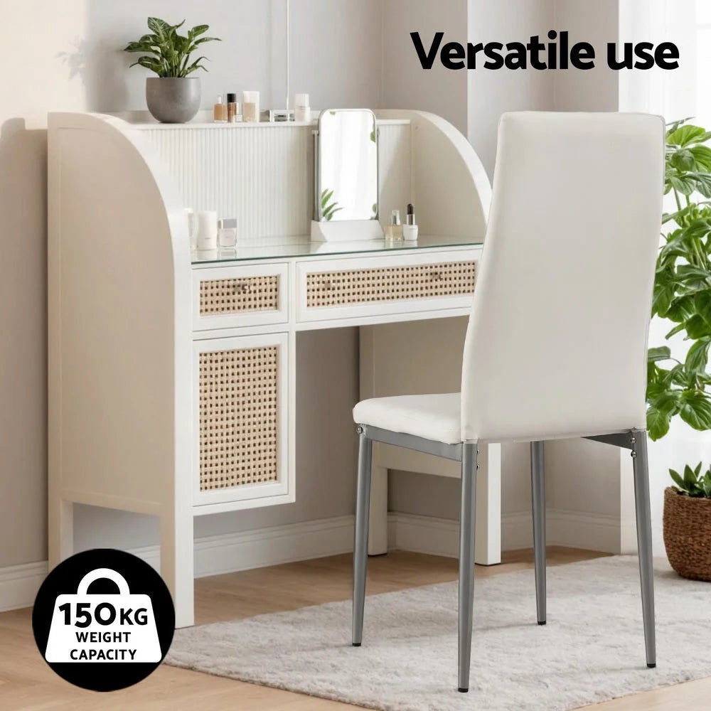 Dining chairs set with channel tufted seat and backrest