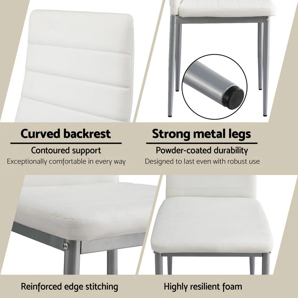Dining Chairs Set of 4 Leather Channel Tufted
