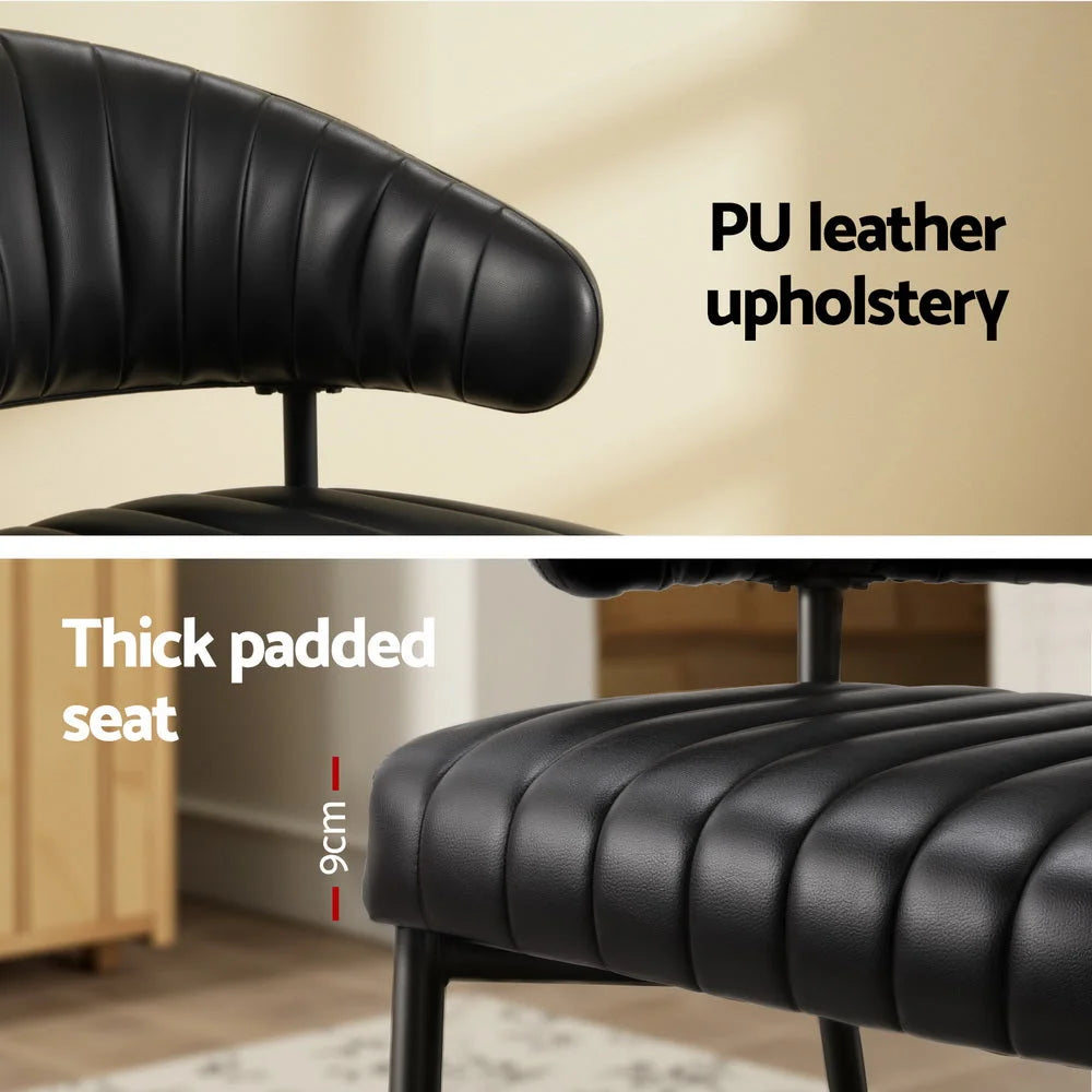 Artiss Dining Chairs Set of 4 Leather Hollow Armchair Black