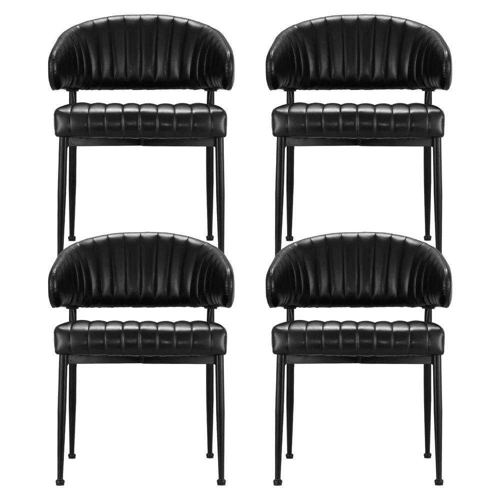 Artiss Dining Chairs Set of 4 Leather Hollow Armchair Black