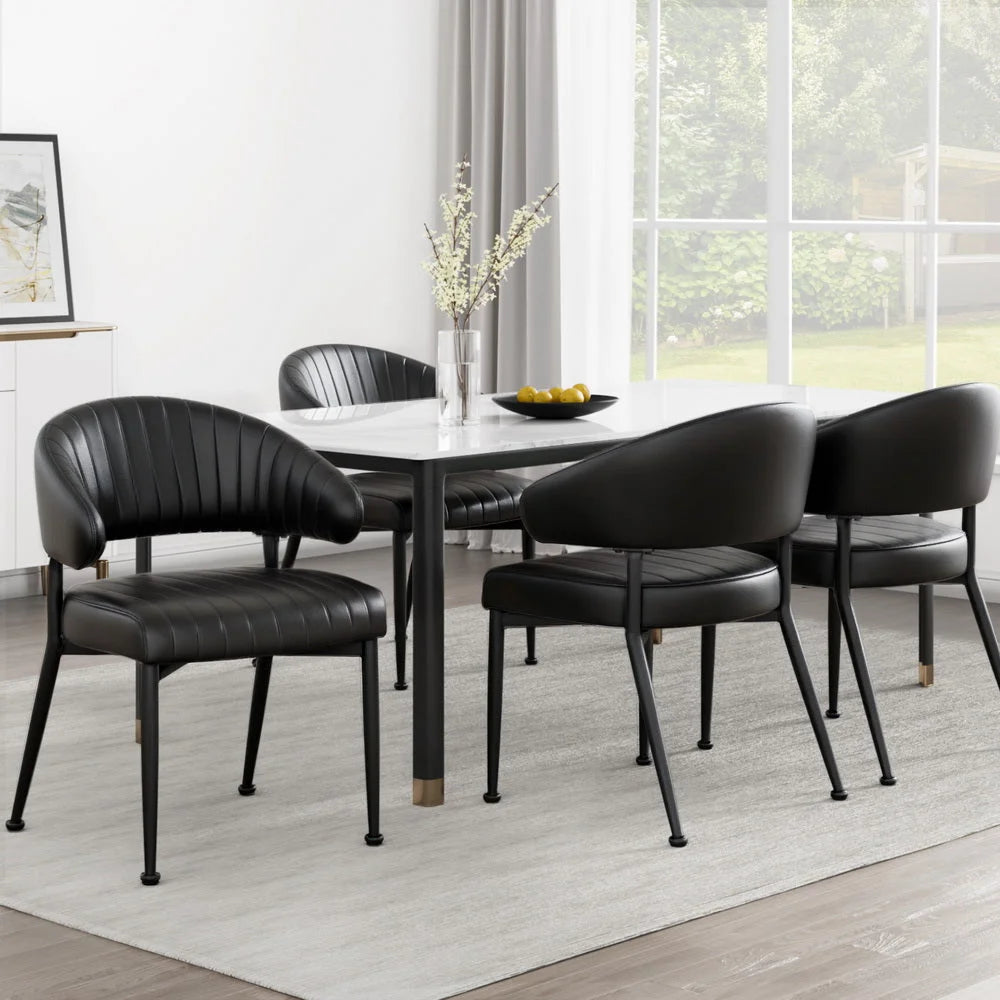 Artiss Dining Chairs Set of 4 Leather Hollow Armchair Black