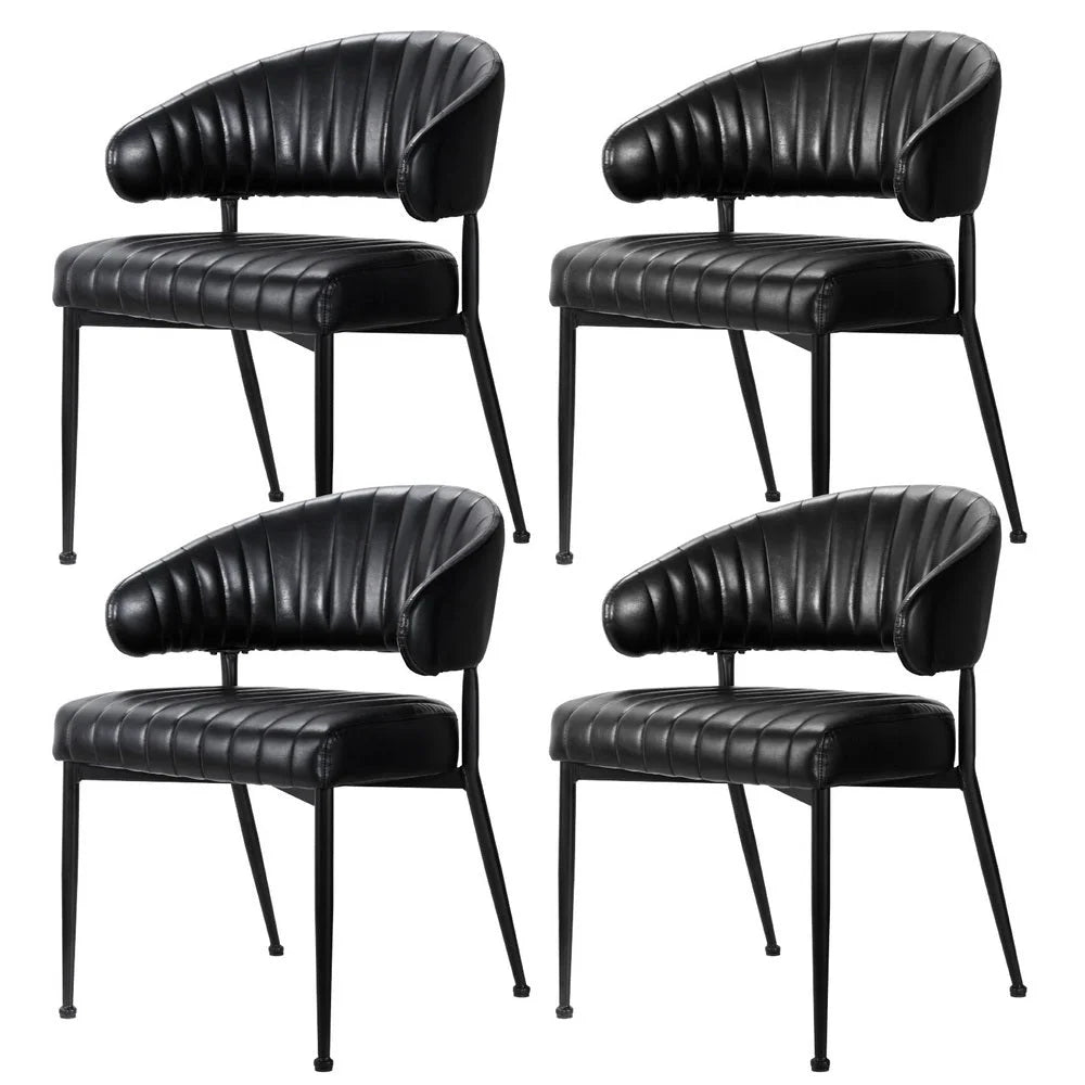 Artiss Dining Chairs Set of 4 Leather Hollow Armchair Black