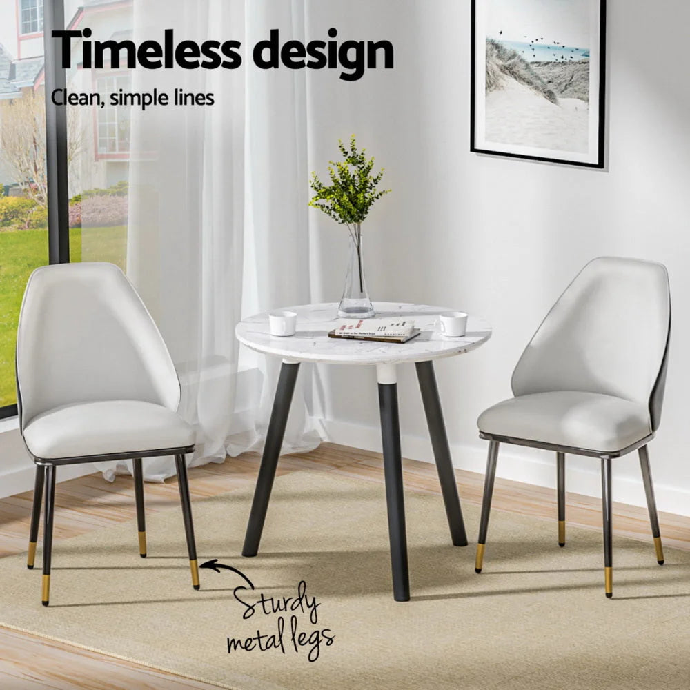 Artiss Dining Chairs Set of 4 Leather Seat Beige and Black