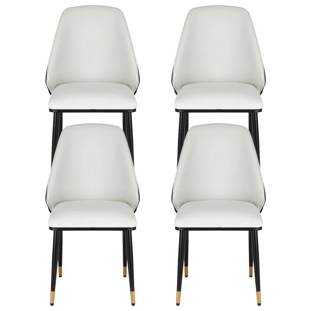 Artiss Dining Chairs Set of 4 Leather Seat Beige and Black