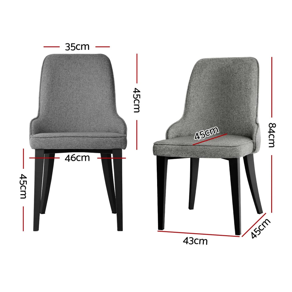 Set of four grey fabric dining chairs