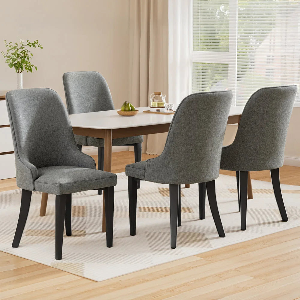 Artiss Dining Chairs Set of 4 Linen Fabric Grey - Furniture