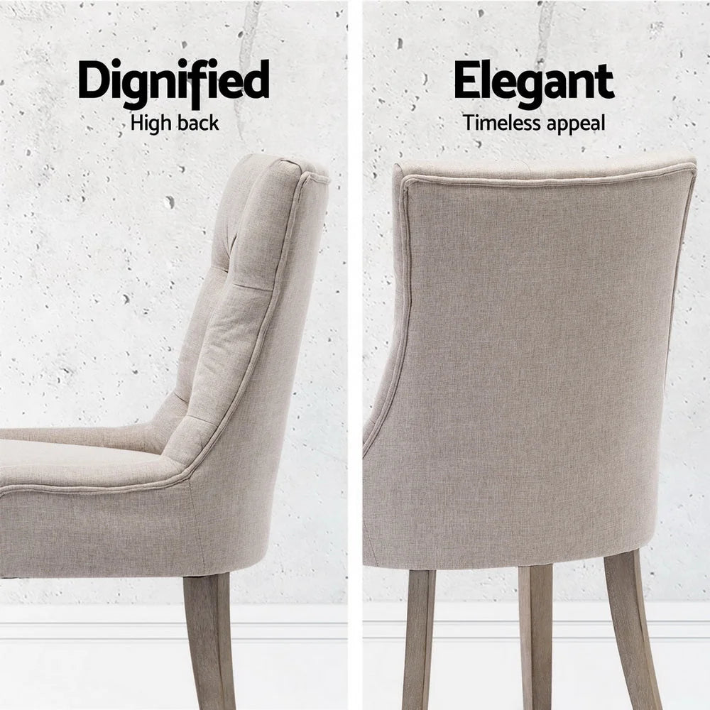 Artiss Dining Chairs Set of 4 Linen French Provincial Beige
