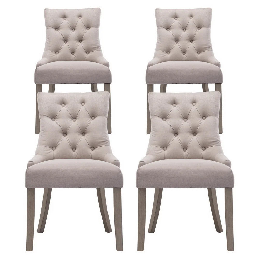 Dining Chairs Set of 4 Linen French Provincial