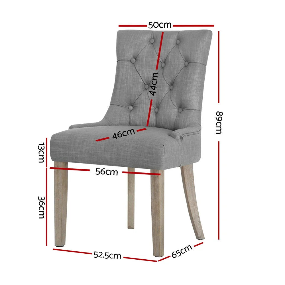Dining Chairs Set 4 Linen French Provincial Grey
