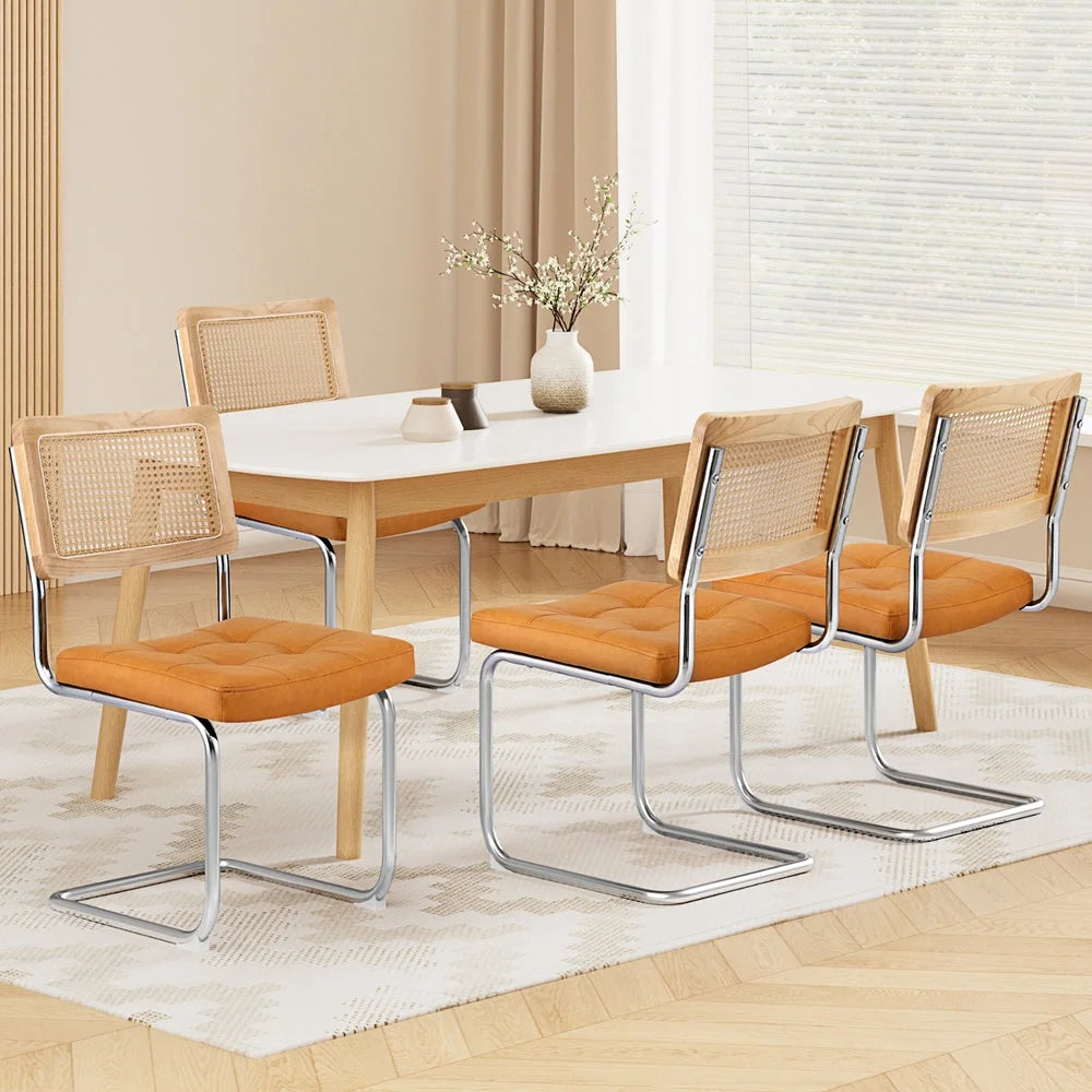 Artiss Dining Chairs Set of 4 PU Leather Rattan Cantilever