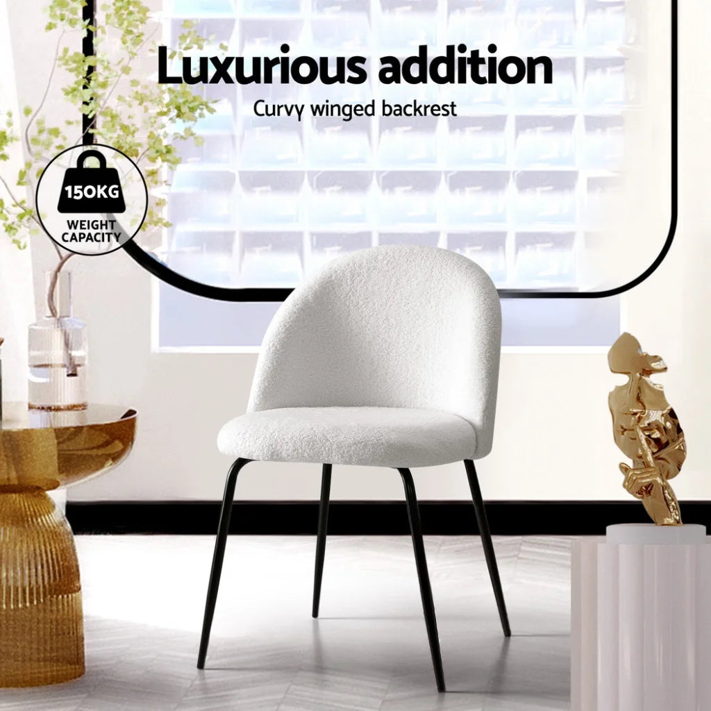 Artiss Dining Chairs Set of 4 Sherpa Boucle White product listing photo