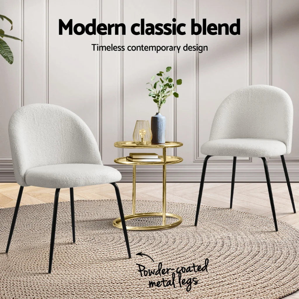 Artiss Dining Chairs Set of 4 Sherpa Boucle White shown for online product comparison