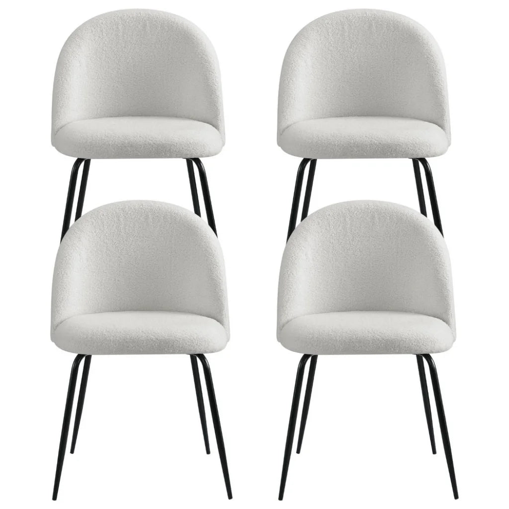 Artiss Dining Chairs Set of 4 Sherpa Boucle White from Home My Garden
