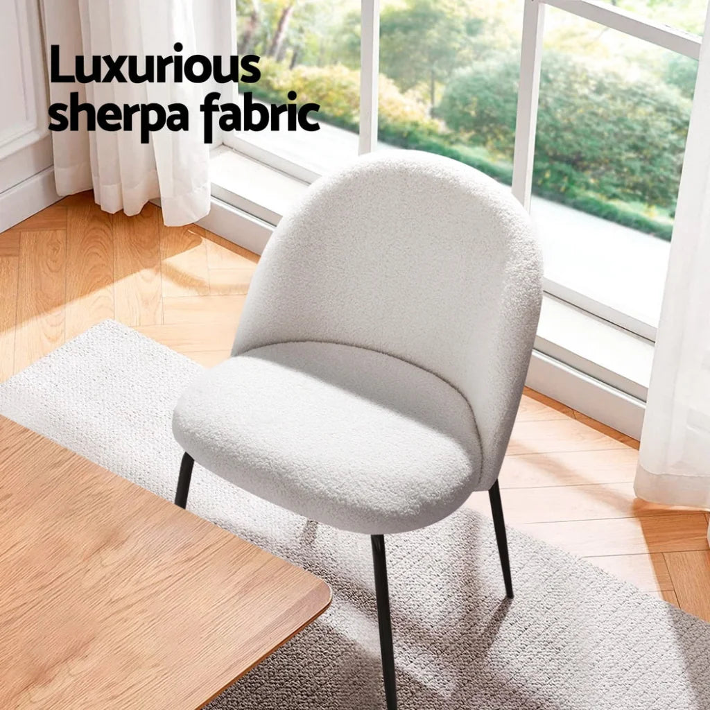Artiss Dining Chairs Set of 4 Sherpa Boucle White catalogue photo from Home My Garden