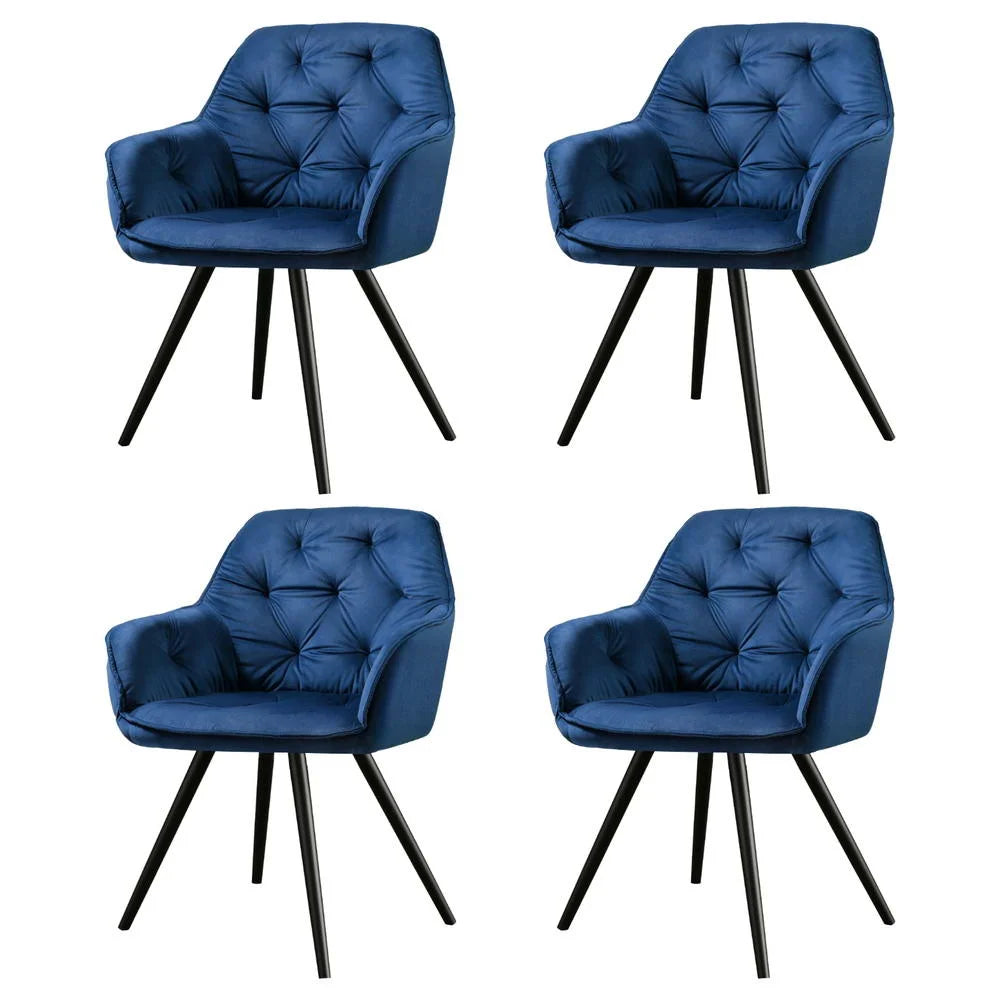 Blue velvet dining chair set
