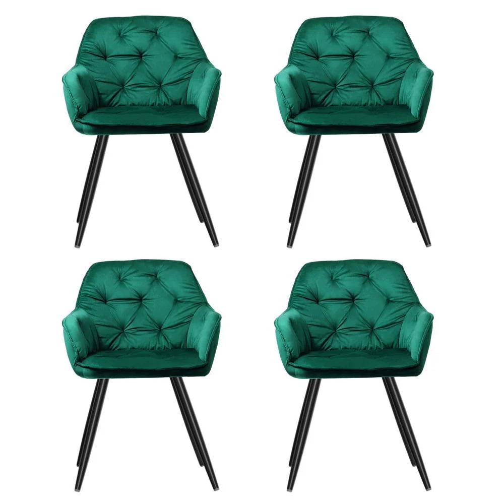 Artiss Dining Chairs Set of 4 Velvet Diamond Tufted