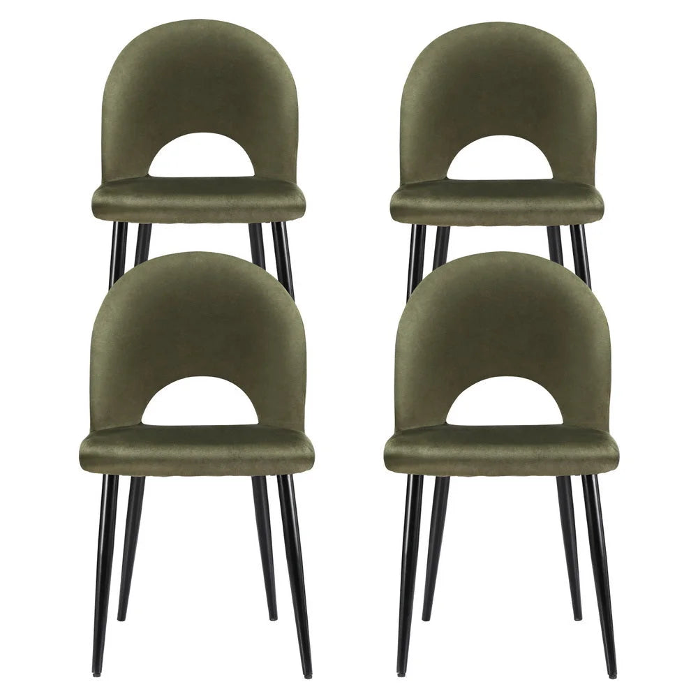 Artiss Dining Chairs Set of 4 Velvet Hollow Green