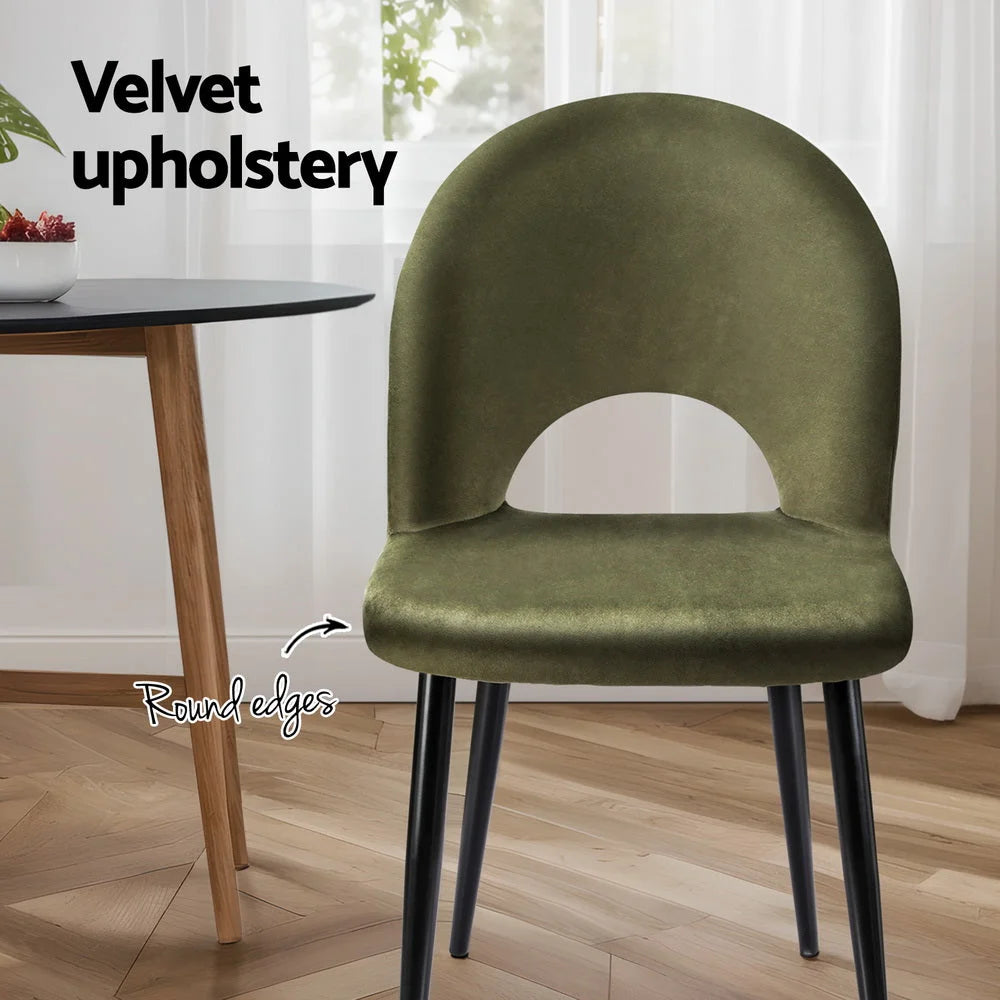 Artiss Dining Chairs Set of 4 Velvet Hollow Green