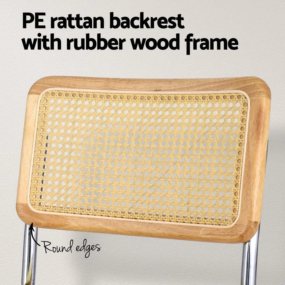 Artiss Dining Chairs Set of 4 Velvet Rattan Cantilever