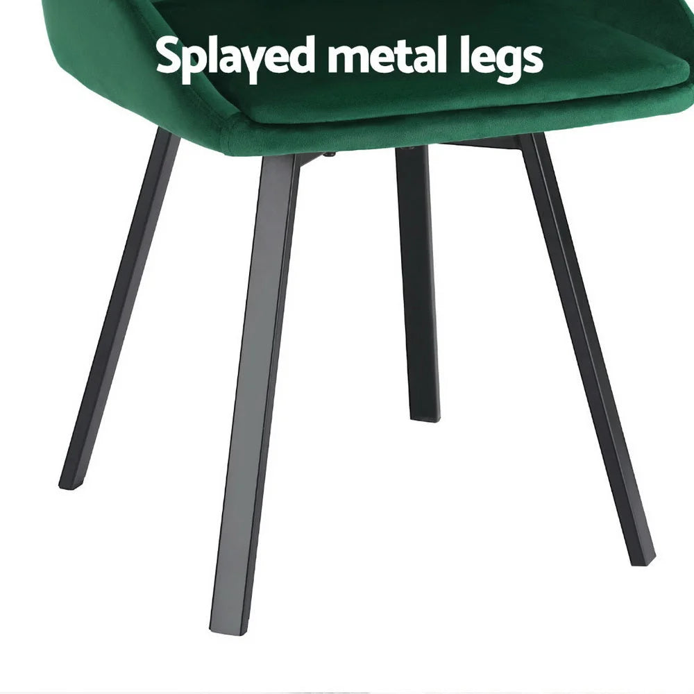 Artiss Dining Chairs Set of 4 Velvet Swivel Base Green