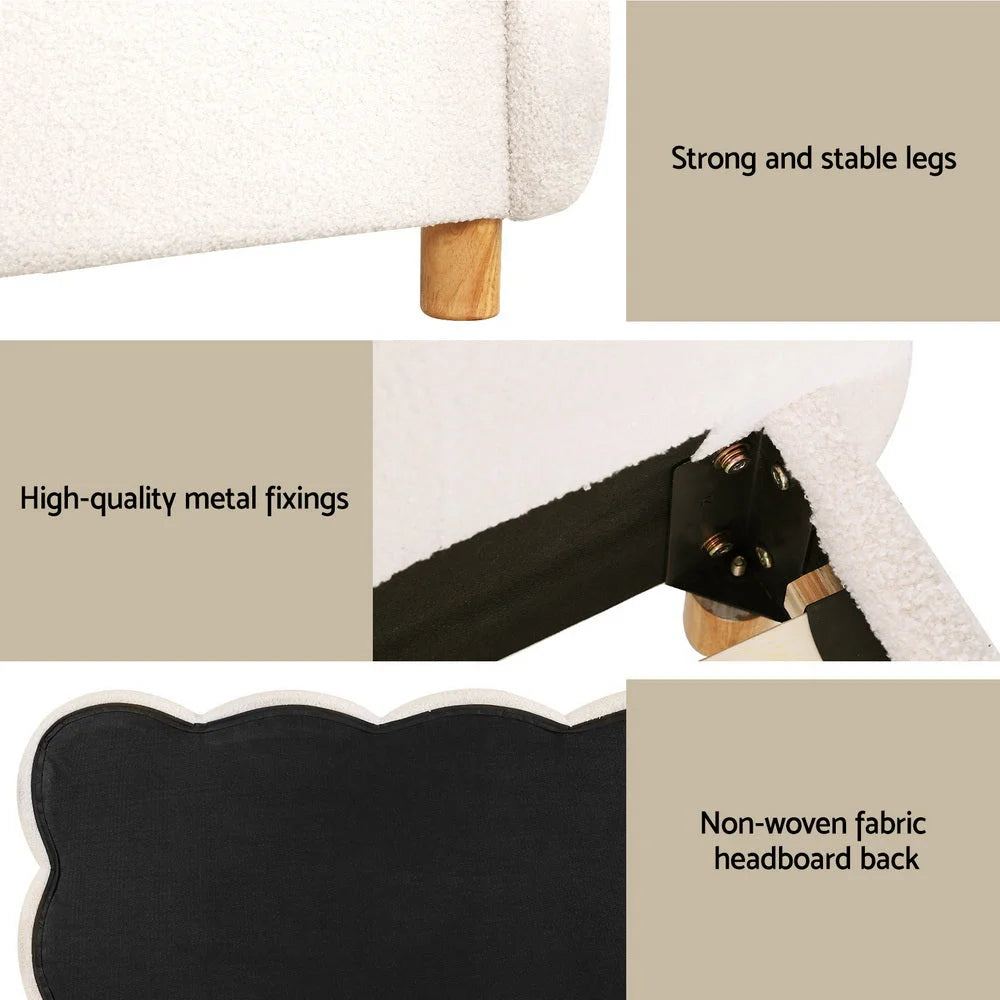 Artiss Double Bed Frame Cloud Headboard Boucle Fabric