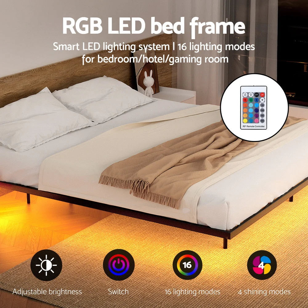 Artiss Double Bed Frame,Floating Metal Bed Frame with Smart