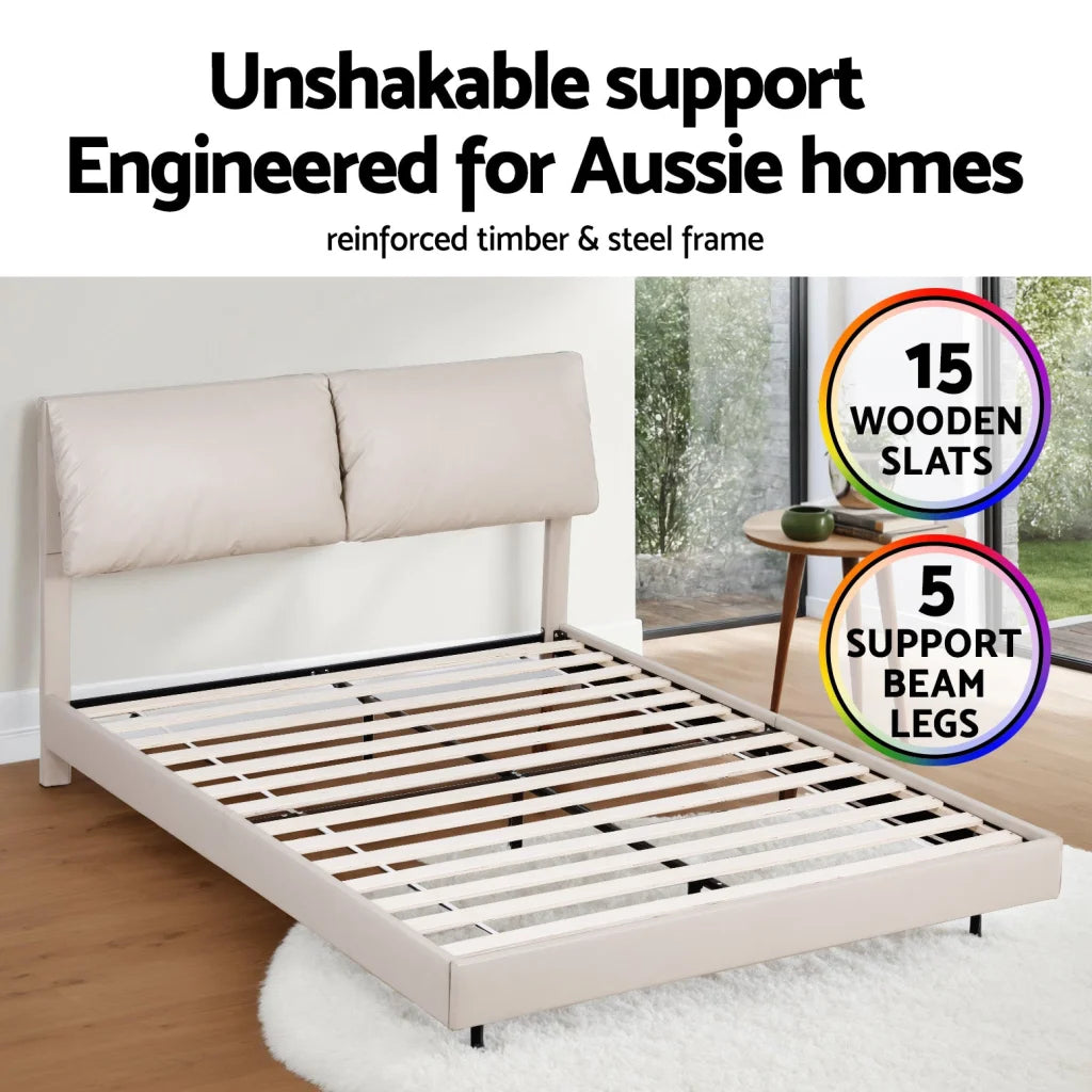 Artiss Double Bed Frame RGB LED Floating Beds Adjustable