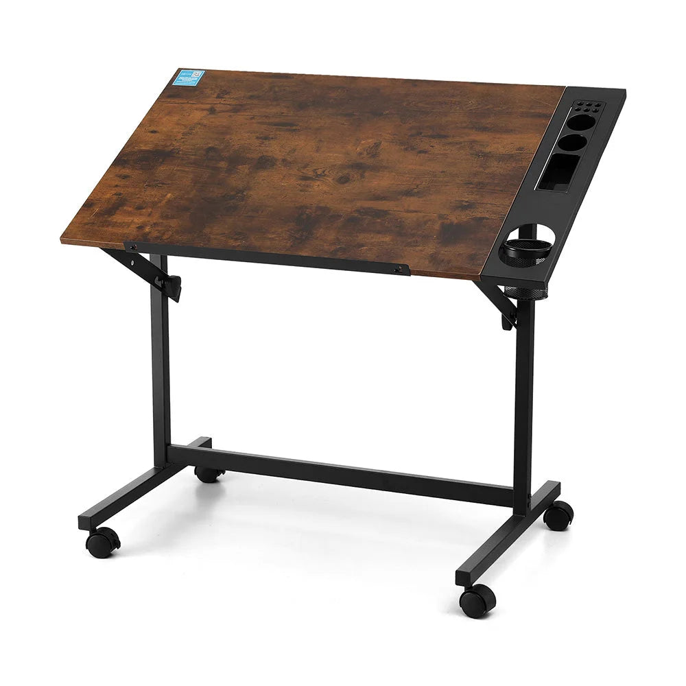 Desk with drafting table drawing art