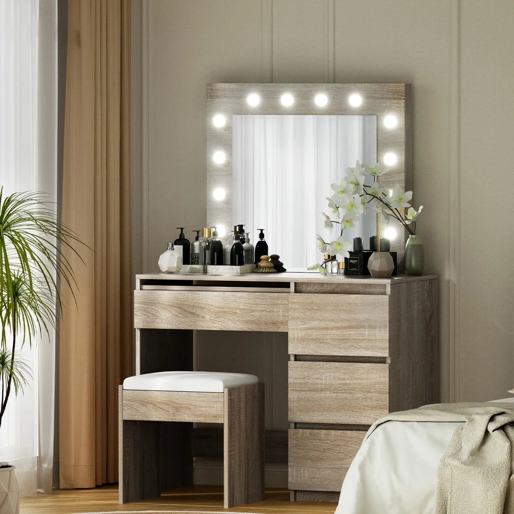 Dressing table set with clear colour, fittings and storage pieces