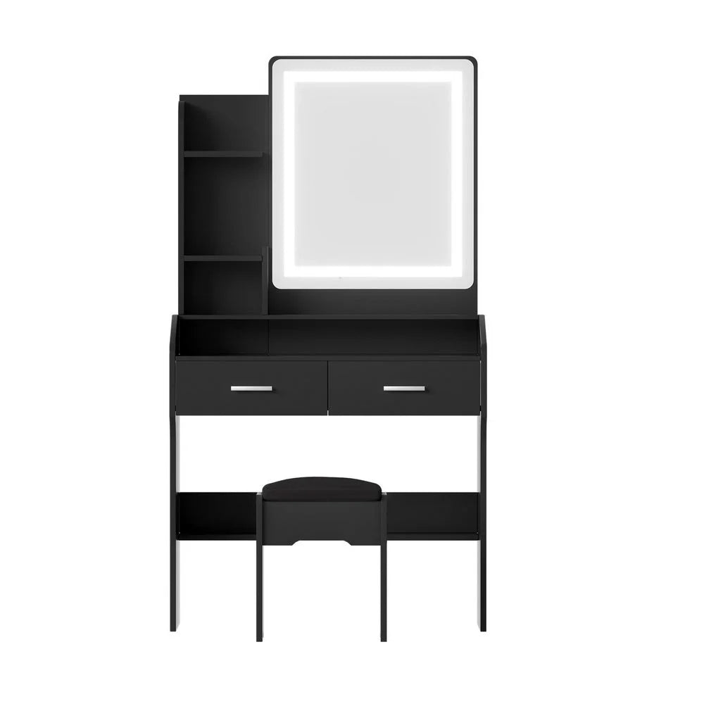 Artiss Dressing Table Set Stool Led Black - Furniture >