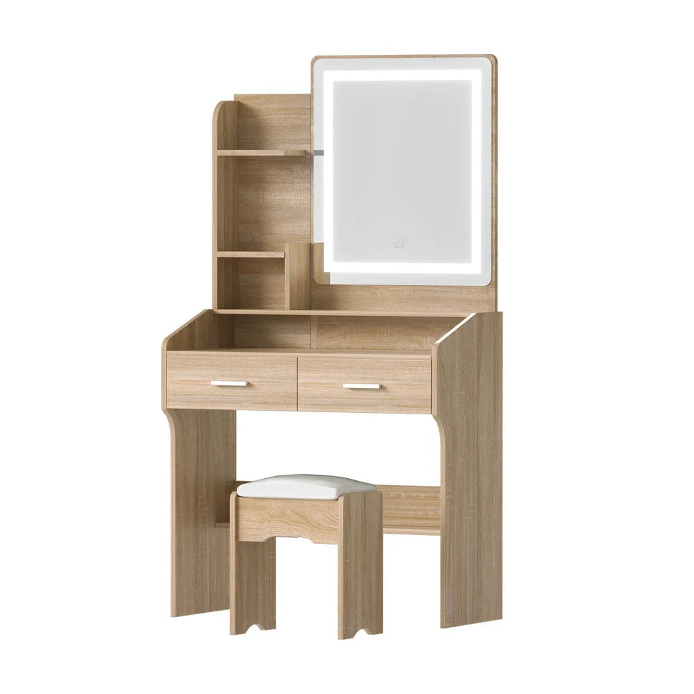 Artiss Dressing Table Set Stool Led Wood - Furniture >