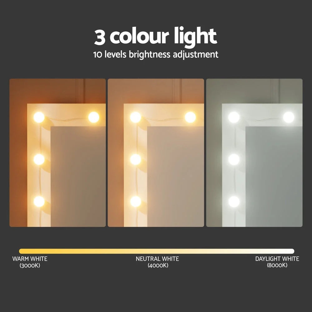 Artiss Dressing Table Vanity Desk Set Stool 10 Led Bulbs