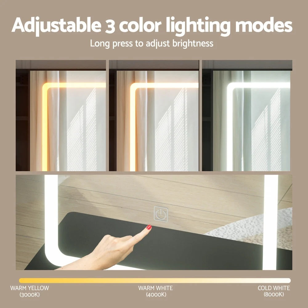 Artiss Dressing Table Vanity Desk Set Stool Led Black