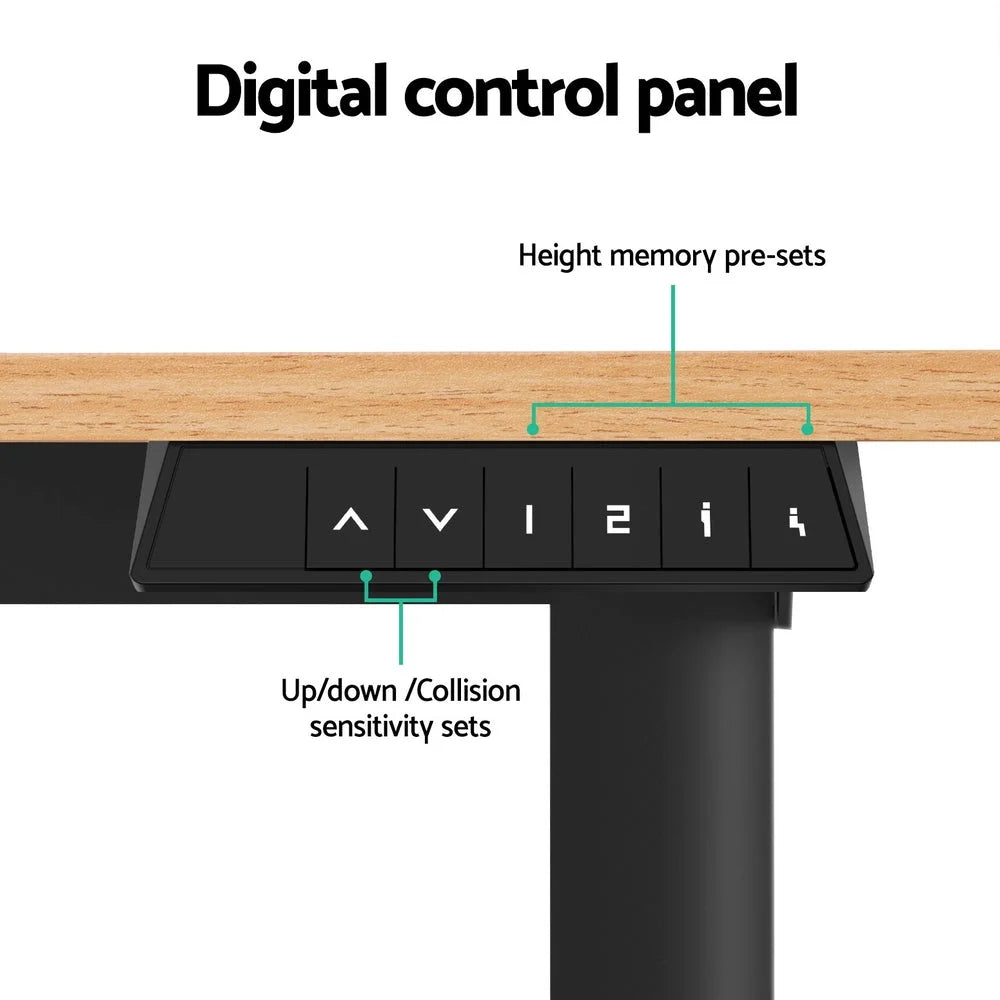 Oak black 140cm desk with tabletop and support frame