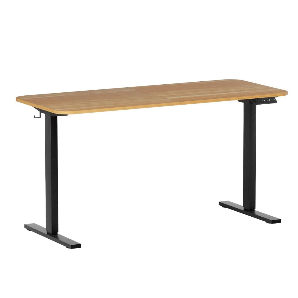 Oak black 140cm desk with electric standing adjustable height