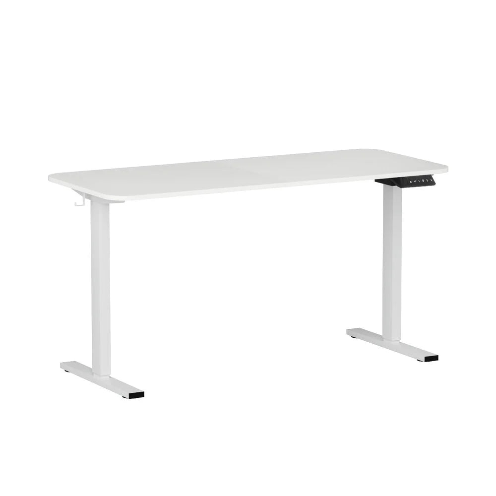 White 140cm desk with electric standing adjustable height