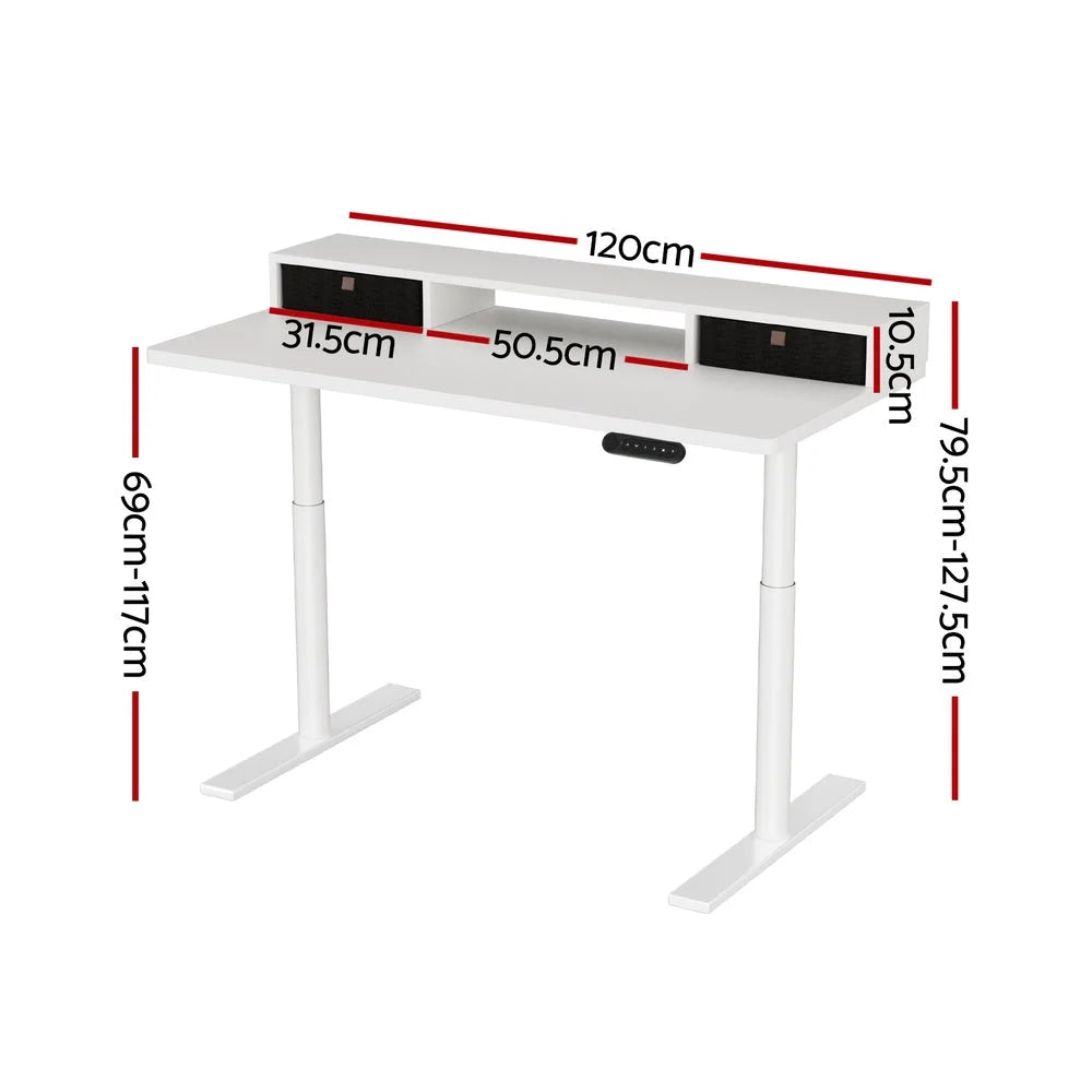 Artiss Electric Standing Desk with Storage Rack Shelf