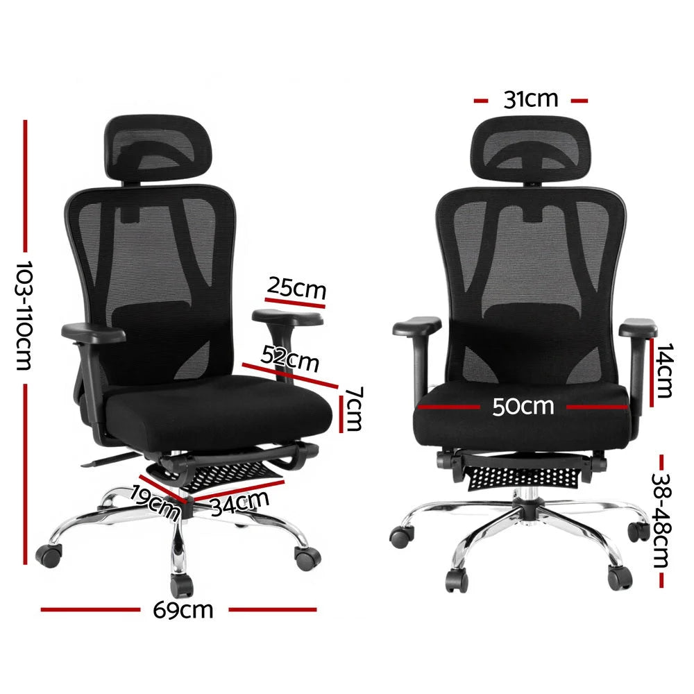 Artiss Ergonomic Mesh Office Chair Black - Furniture >