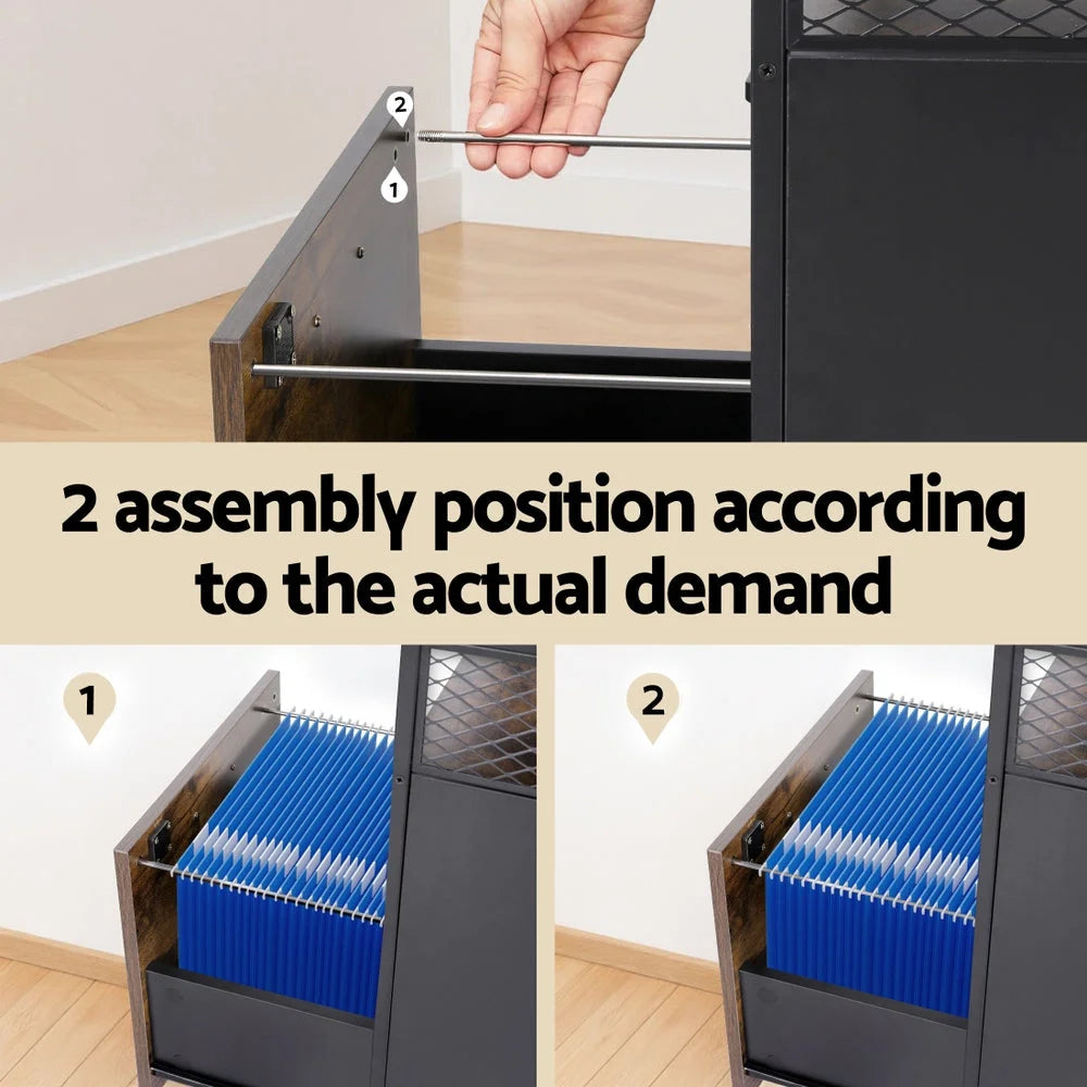 Artiss Filing Cabinet File Cabinet with Wheels 2 Drawer