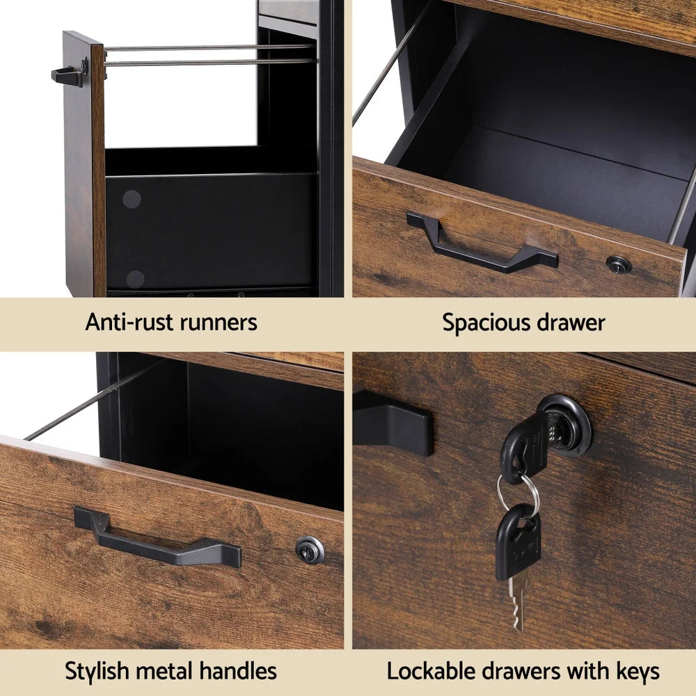 Artiss Filing Cabinet File Cabinet with Wheels 2 Drawer