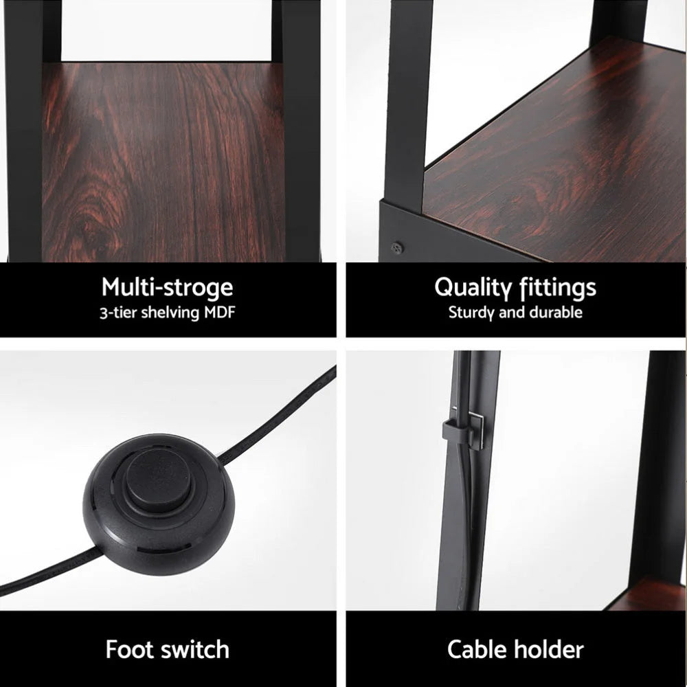 Artiss Floor Lamp 3 Tier Shelf Storage LED Light Stand Home