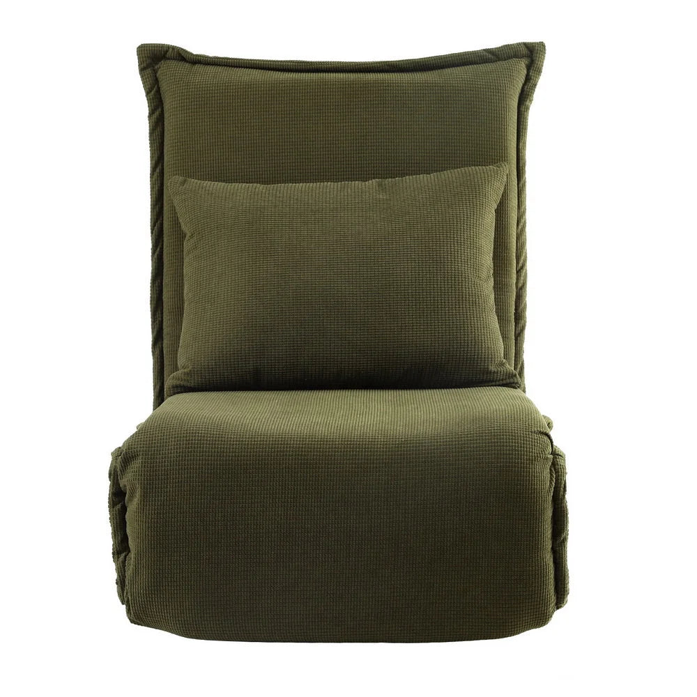 Green floor lounge sofa with display setup and product form