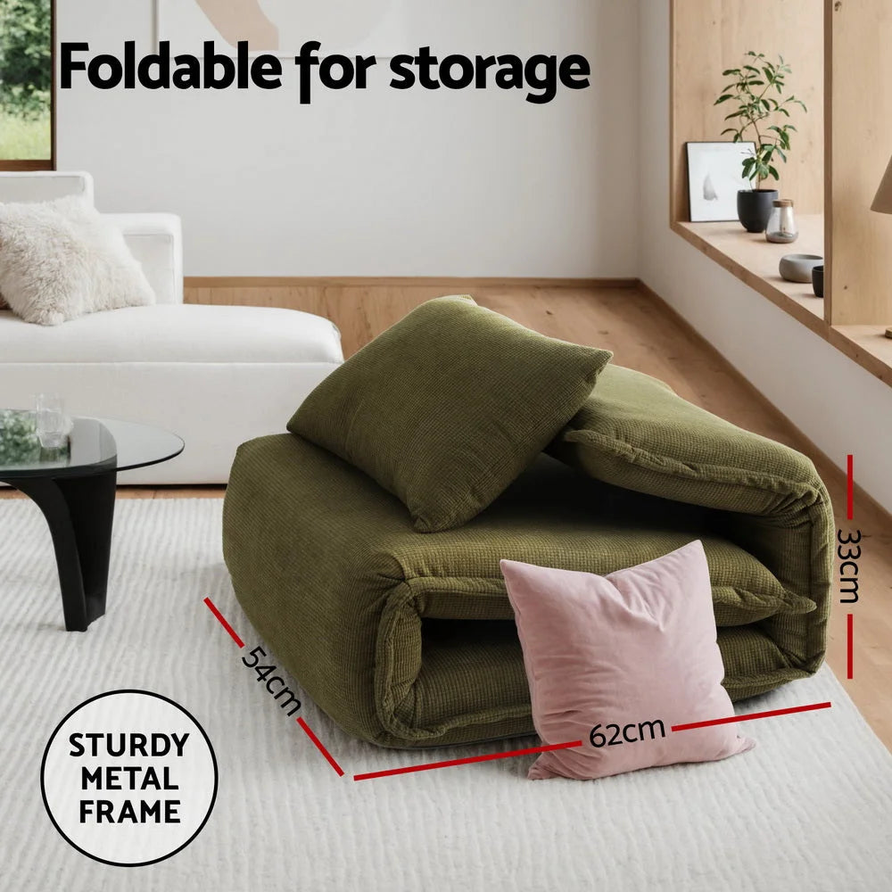 Floor lounge sofa with component details and storage context