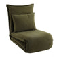 Green floor lounge sofa with storage context and item proportions