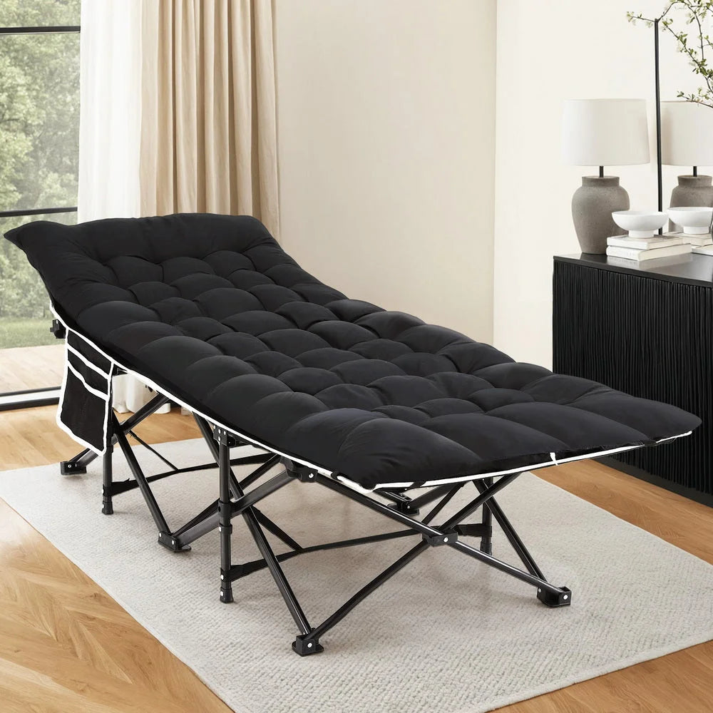 Mattress Folding Bed With Heavy Duty Black 185CM
