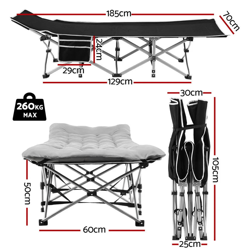 Artiss Folding Bed With Mattress Heavy Duty Grey 185CM