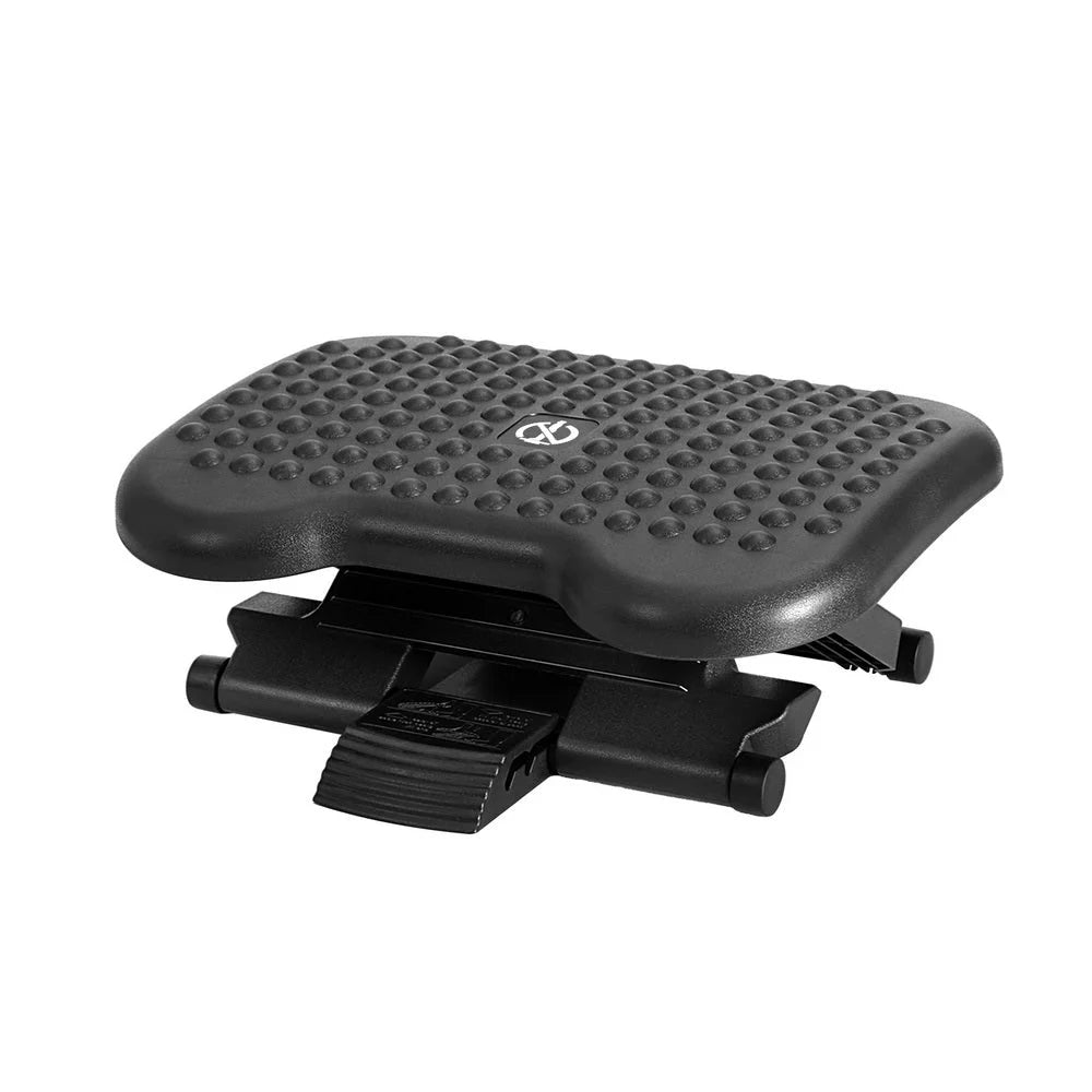 Black desk with foot rest stool office